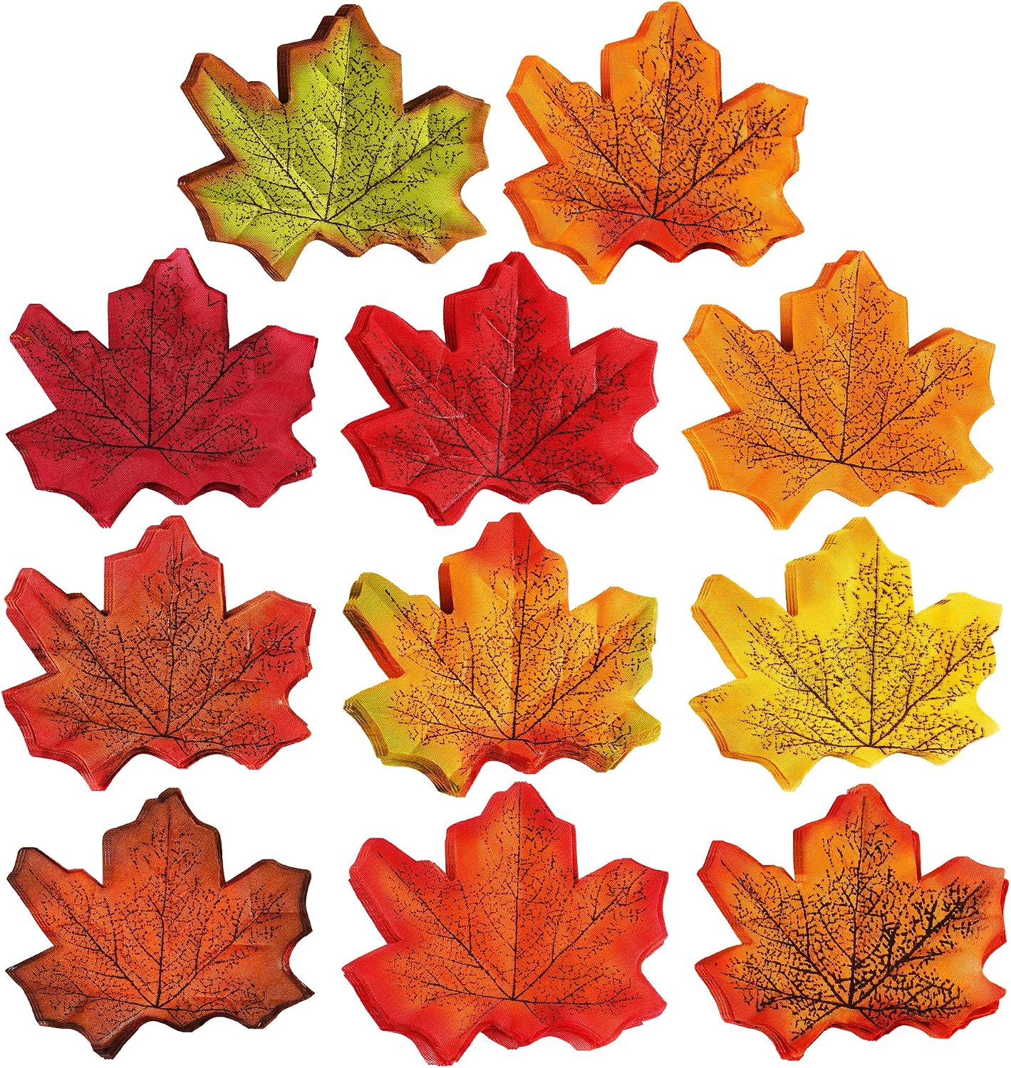Artificial Fall Maple Leaves 350 Units, Colorful Faux Leaves With Vein Texture For Autumn Home Decor, DIY Crafts And Parties photo 1