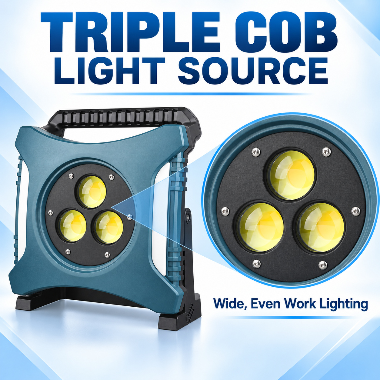 Rechargeable Type C COB Batteryversion 18650 W8142 3 Red Blue Warning LED Flood Light 6500mAh photo 7