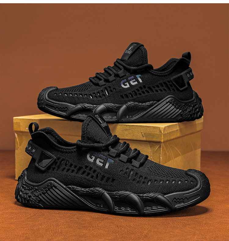 2026 New Summer Breathable Fly Knit Mesh Shoes For Men, Hollow Out Running Sneakers, Soft Sole Casual Men's Footwear photo 1