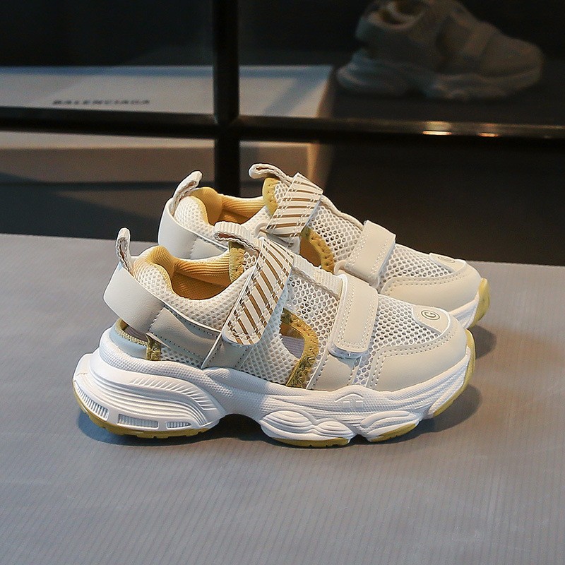 Kids Summer Sandals Sneakers, Breathable Single Mesh Hook & Loop Running Shoes, Ultra Light Non-slip Soft Sole Girls Dad Sneakers photo 2