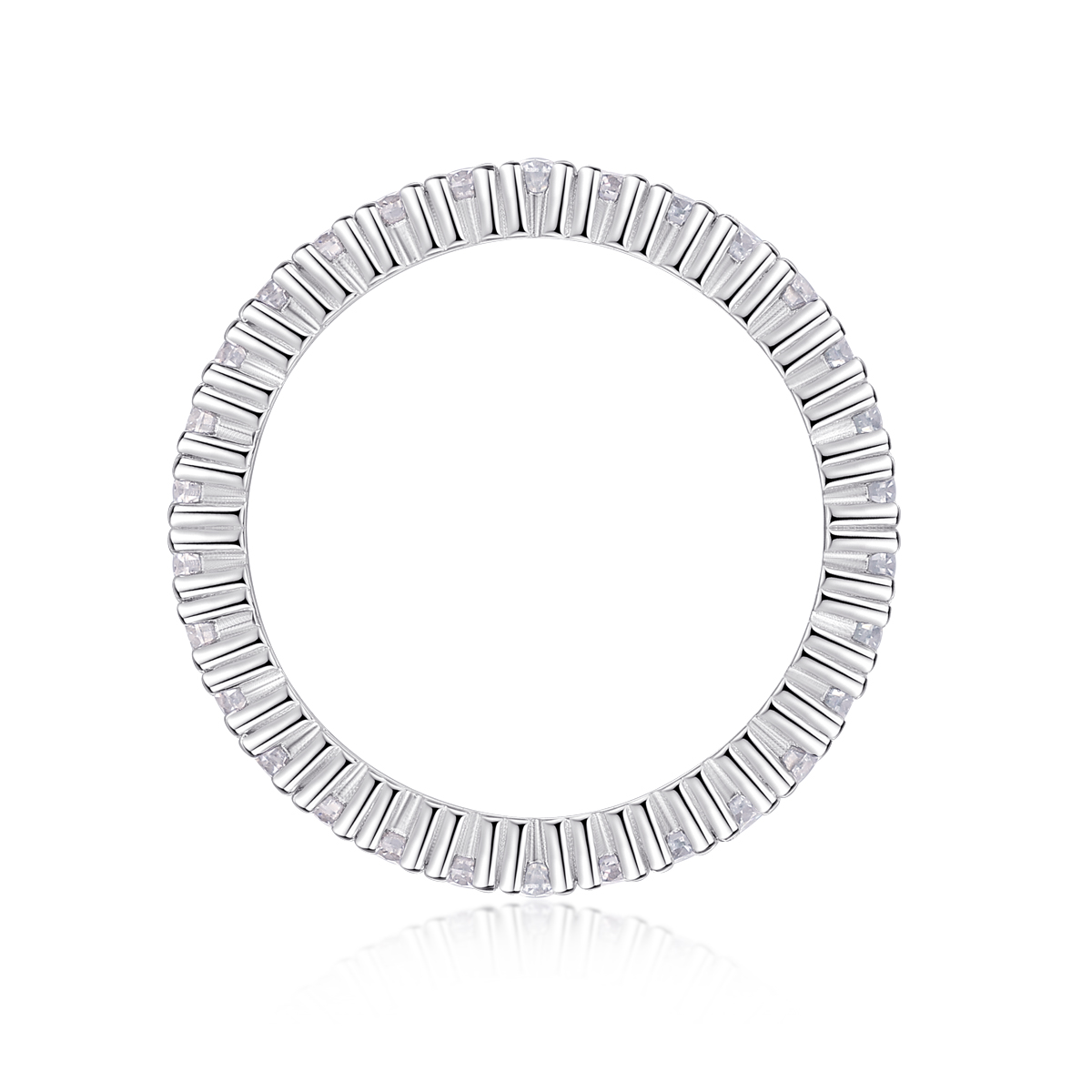 S925 Silver 2.2g Platinum Plated Moissanite Eternity Ring, 2.5mm 30pcs D VVS1 Pave Band, GRA Certified US 5-9 photo 3