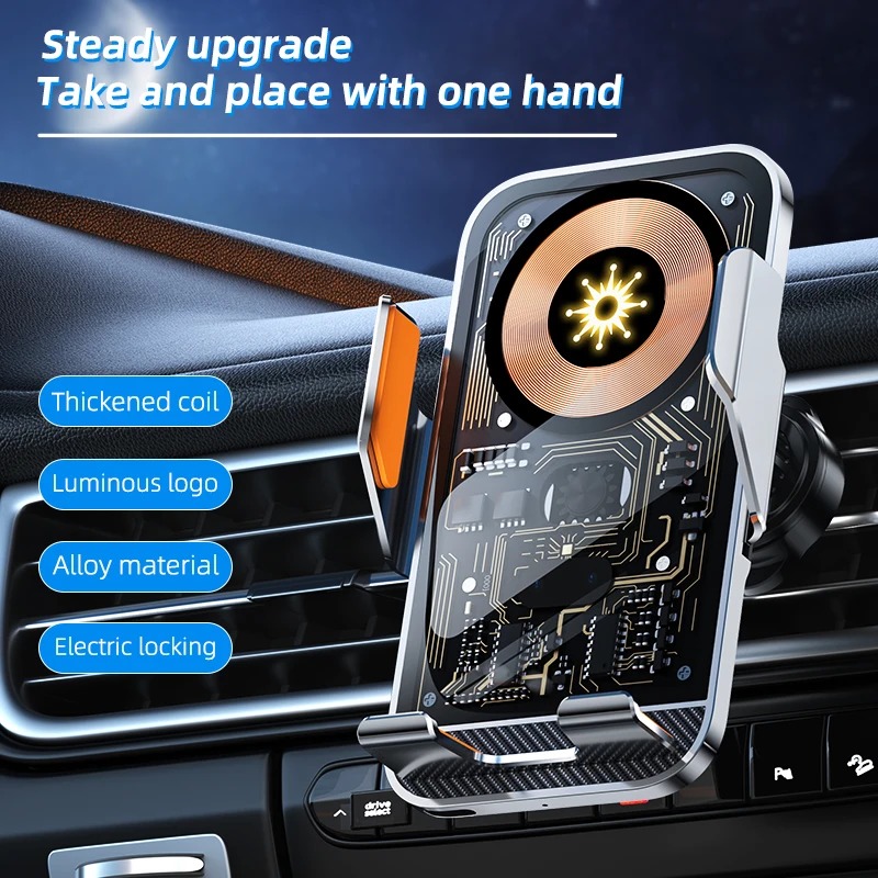 Universal Car Mount With Wireless Charging Function For Mobile Phones, Transparent Air Vent Mount For Vehicle Navigation And Smartphones photo 3