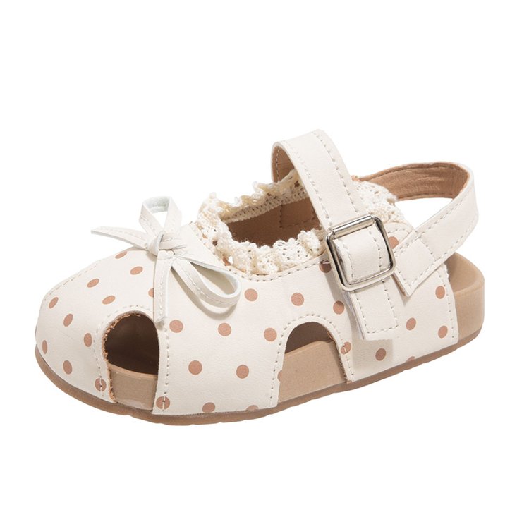 Girls' Sandals For Summer, Little Girls' Polka Dot Princess Shoes With Soft Soles And Toe Caps, Beach Walking Shoes For Beginners photo 2