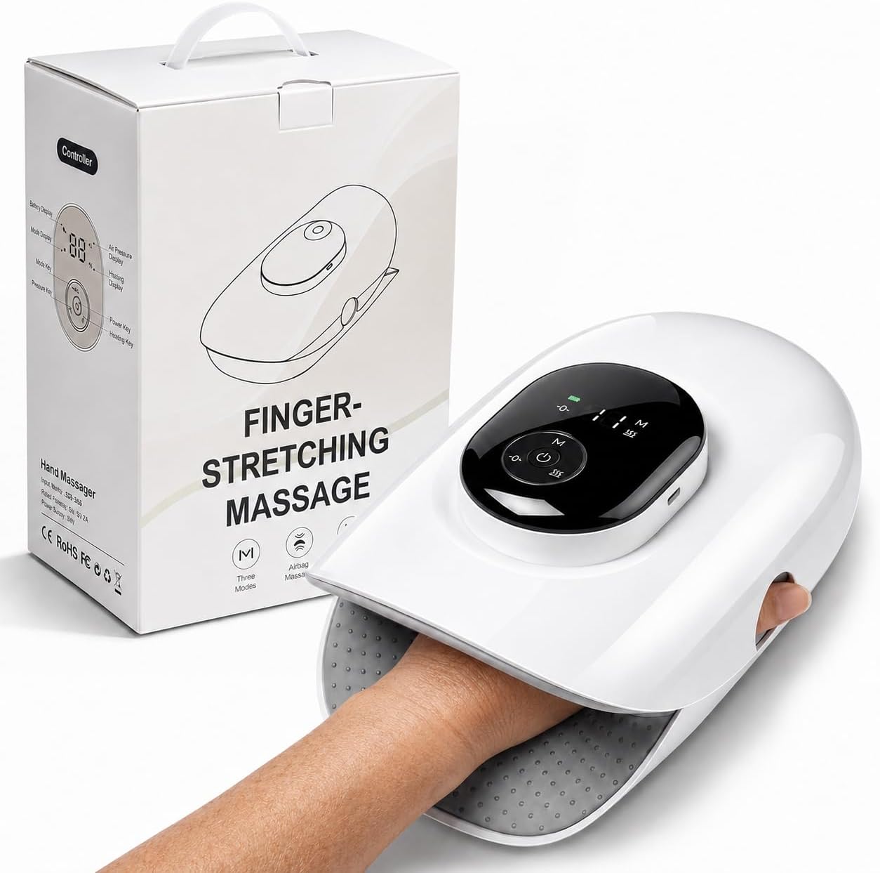 Hand Massager With Heat & Air Compression For Arthritis And Carpal Tunnel, 5 Modes Air Pressure Kneading Massage, Built-in Finger Stretching, USB Rechargeable Hand Therapy Massager For Hand Pain Relie photo 1