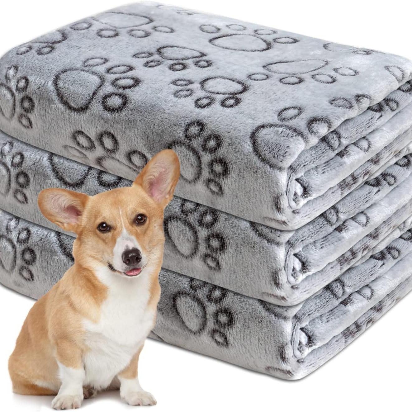 3 PackPet Blanket, Soft Plush Paw Print Dog Blanket Washable, Warm Fleece Cat Blanket For Large Medium Dogs, Sofa Couch Bed Cage Protector,23 X 16 In,30 X 20 In,41 X 31 In,47.2 X 39.3 In photo 7