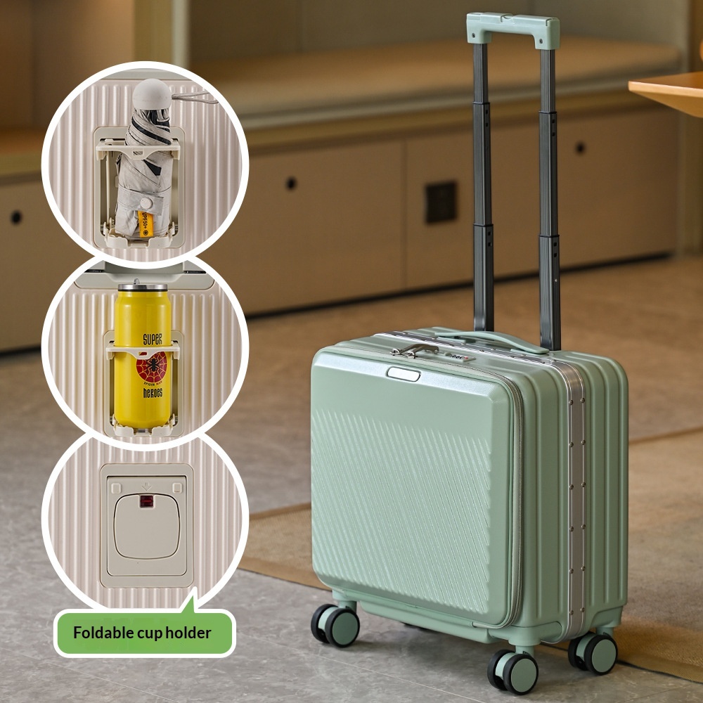 18 Inch Front Open Boarding Case, Contrasting Color Travel Suitcase, 19 Open Box, Leather Suitcase, Multifunctional Suitcase photo 1