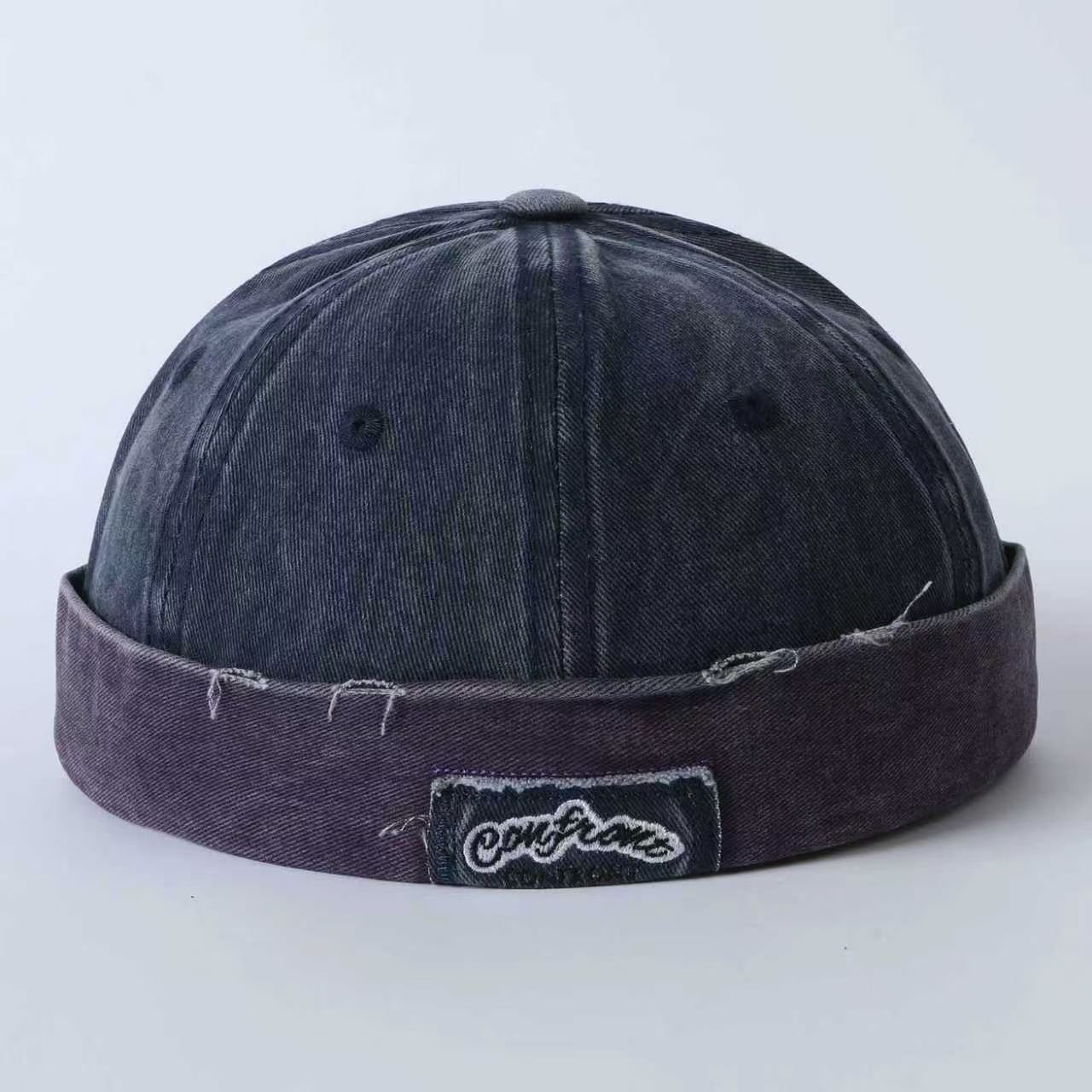 American-style Retro Distressed Washed Vegetable-pulp Hat With Appliqued Letters, Hip-hop Style, No-brim Hat, Trendy Vintage Owner's Hat photo 4