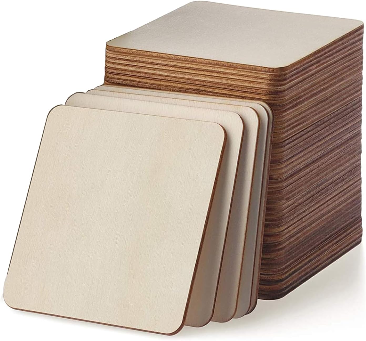 Unfinished Wood Squares 80 Units, 3x3 Inch Wooden Board Tiles For DIY Crafts, Painting, Home Decor And Creative Projects photo 1