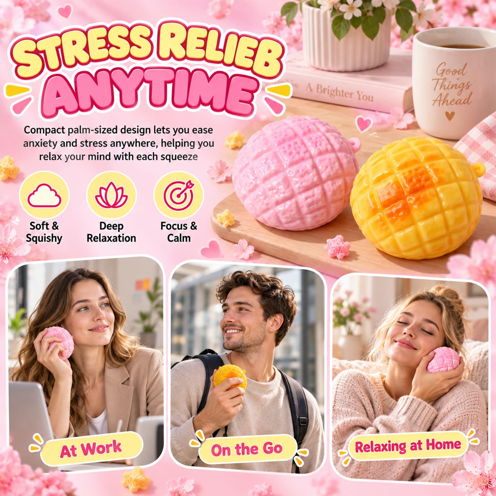 Crunchy Pineapple Bun ,ASMR , Squishy Toys For Adult Crunchy  Crunchy Pineapple Squishy Toy,Relieve Anxiety,Asmr Bead Filled,Fruit Squeezing Fun photo 3