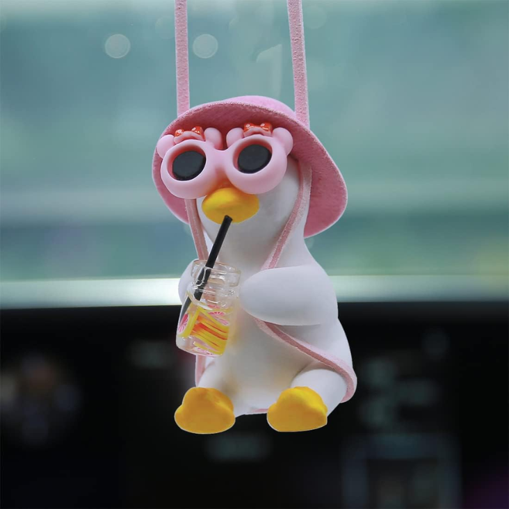 Cool Swinging Duck Car Hanging Ornament, Pendant Interior Rearview Mirror Decoration And Car Rear View Mirrior Hanging Accessories photo 1