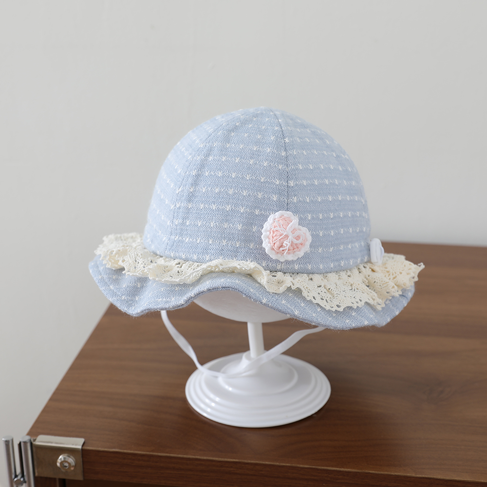 Knitted Jacquard Heart-shaped Crochet Fishing Hat With Lace Trim And Soft Brimmed Hat For Children, Sun Protection Cap photo 2