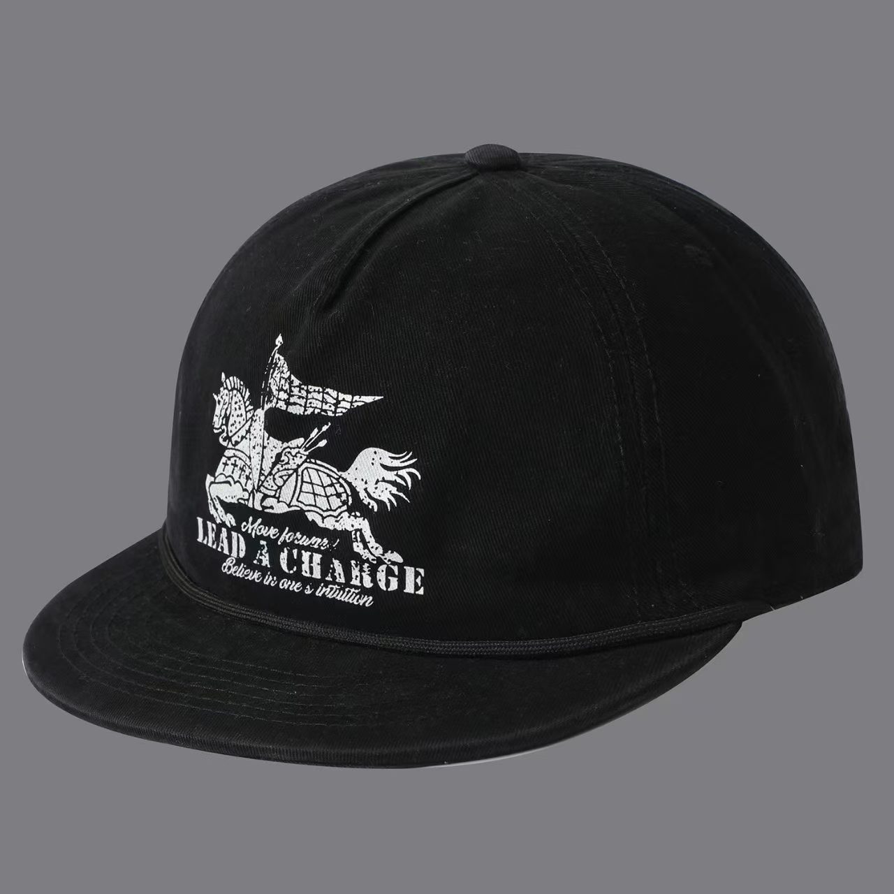Printed Warhorse Flag With Lettered Band And Flat Brim Baseball Cap, Men's And Women's Versions, Suitable For Casual, Sports And Travel Wear. photo 2