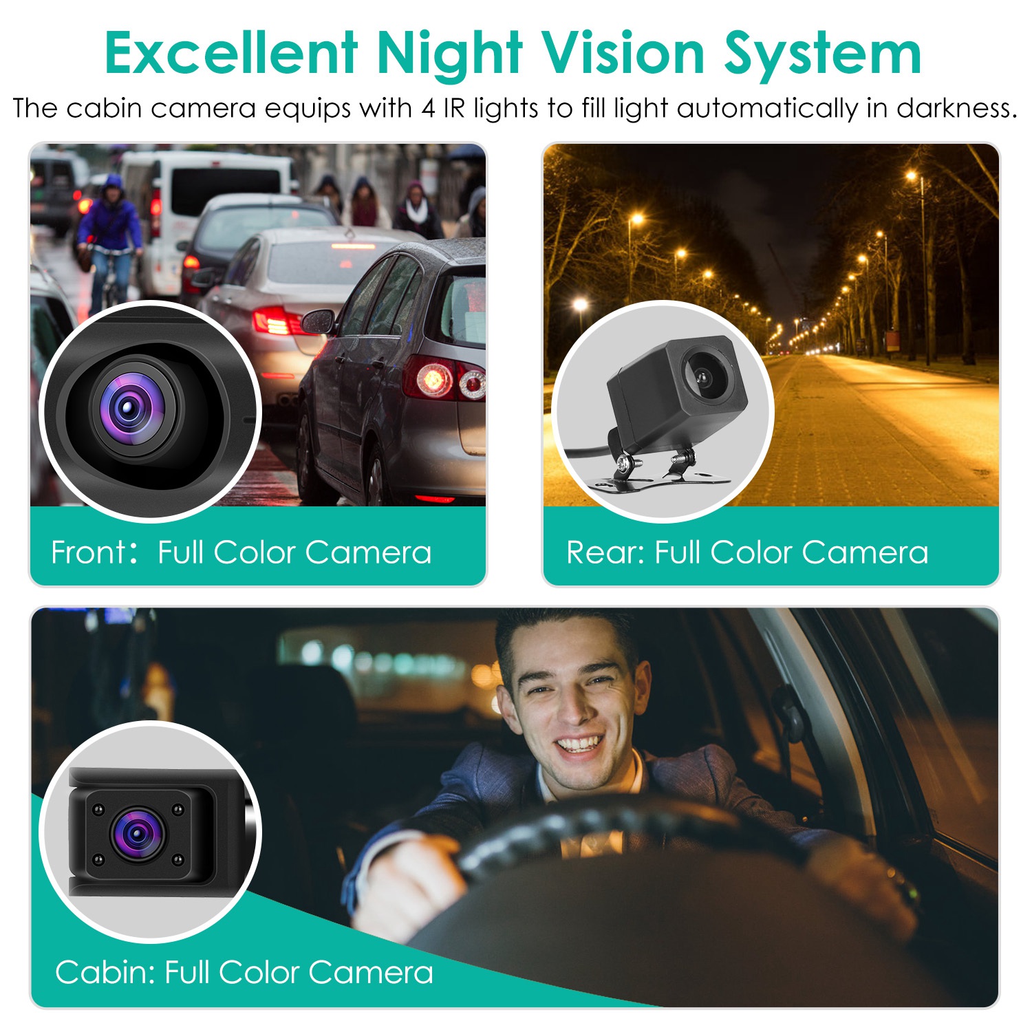 2K Car DVR 3 Channel Dash Cam Camcorder Camera Recorder With 140 Degree Angle GPS WiFi Night Vision G-sensor Loop Recording Parking Monitor photo 4