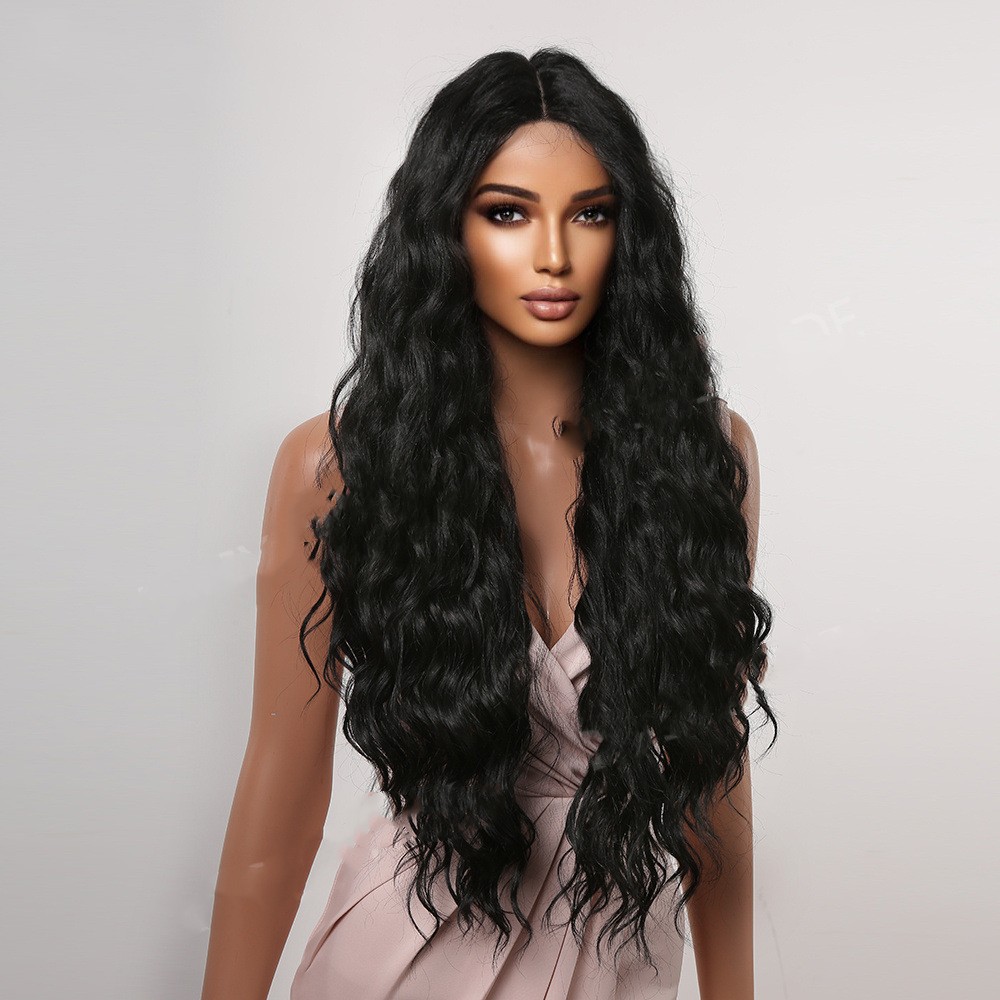 Domestic Silk High Temperature Silk Wig Woman With Long Curly Hair In The Middle photo 4