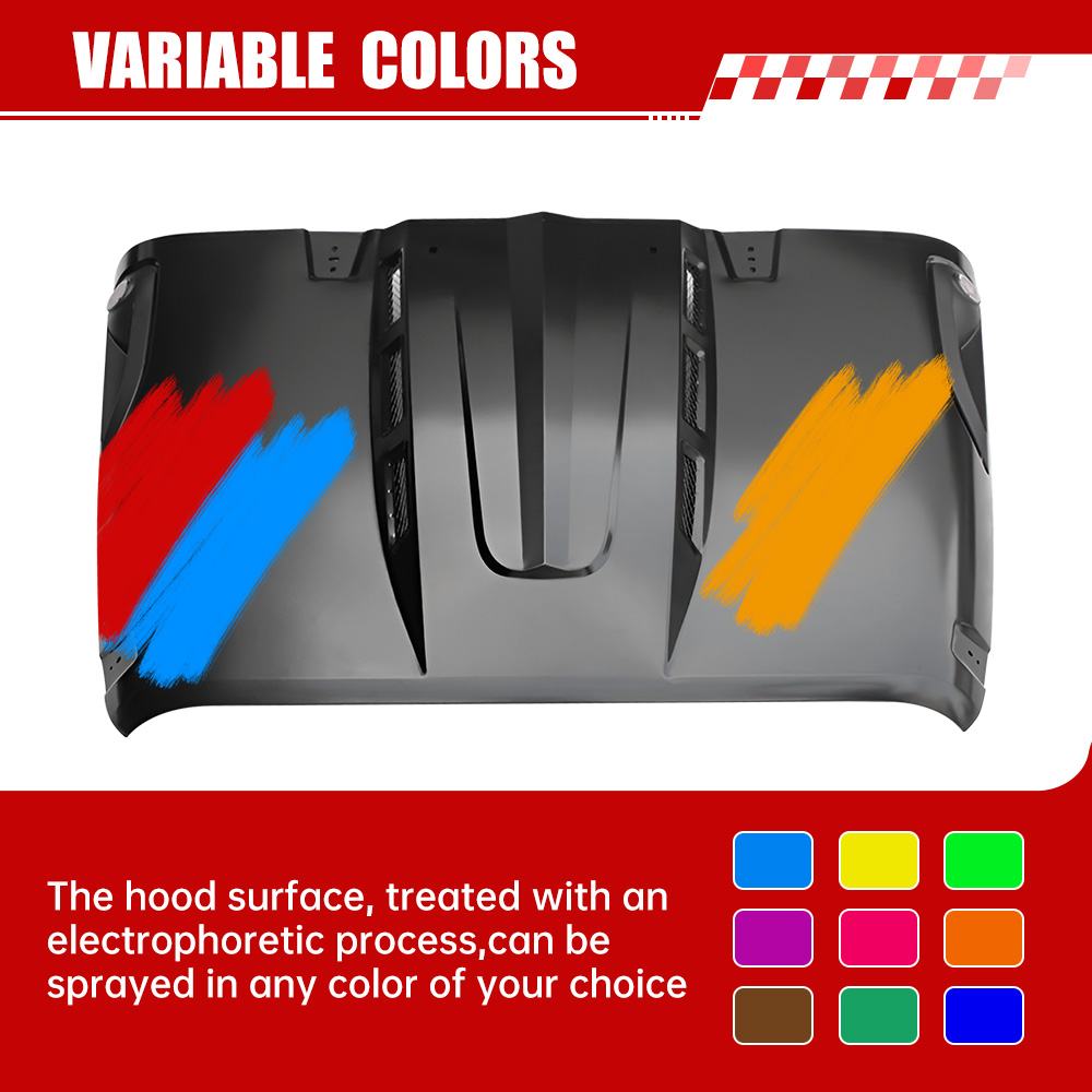 The Avenger Style Replacement Hood Compatible With 2007-2018 J Eep Wrangler JK JKU Unlimited Rubicon Black photo 6