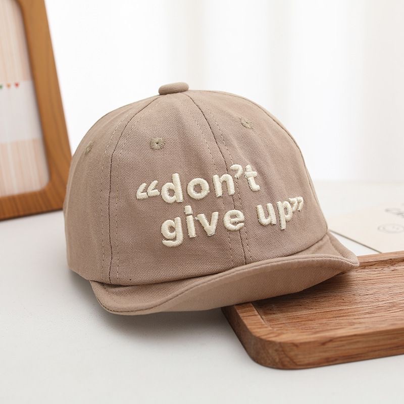 Summer Boys And Girls' Inspirational Letter Embroidery Round-brimmed Soft-awning Street Kids' Style Baseball Cap For Daily Outings photo 3