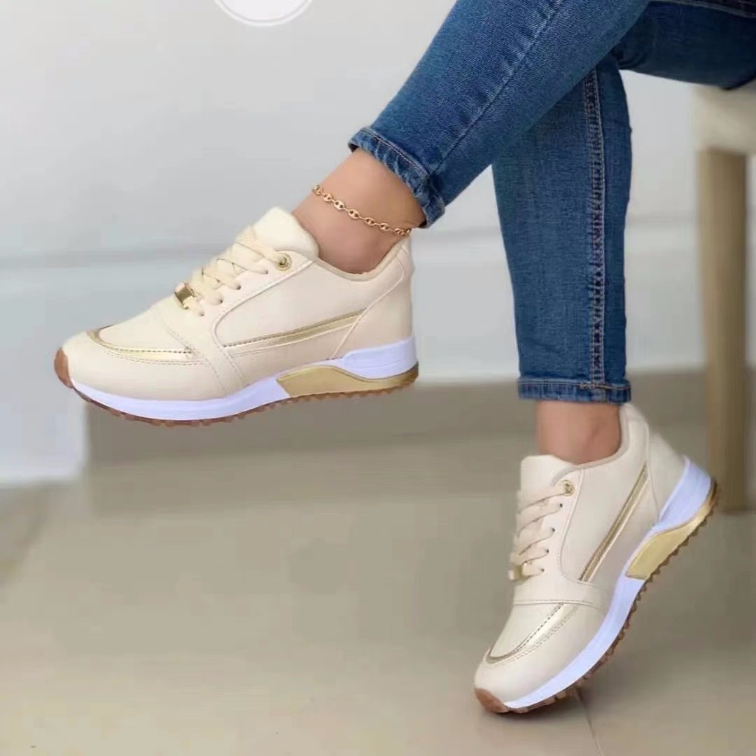 Casual Lace-up Flat Shoes Women Shallow Round Toe Sports Walking Sneakers photo 4