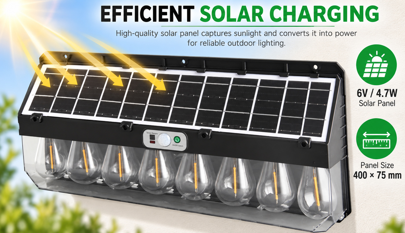 Solar Powered Rechargeable Motion Sensor LED Work Light 4800mAh For Auto W7116 8 4 Hour photo 6