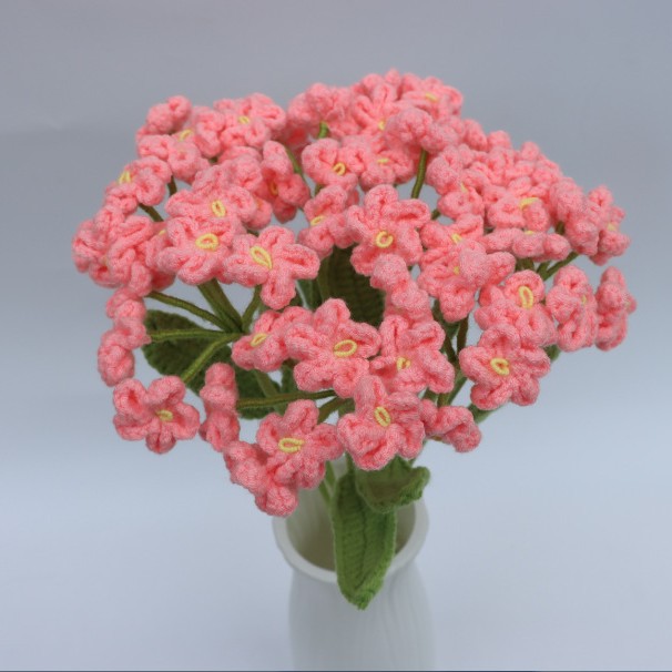 Handmade Crochet Forget Me Not Bouquet Finished Yarn Everlasting Flower Artificial Knitted Yarn Flower Valentine's Day Gift photo 1
