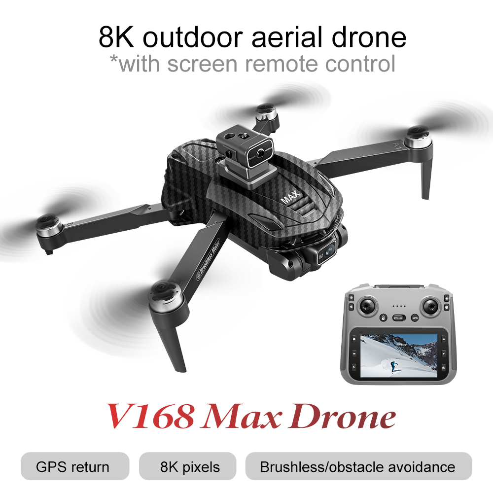 V168Pro Max Drone  8K HD, 4.5-inch Screen, With GPS Positioning Function, And Carbon Fiber Pattern Finish. photo 4