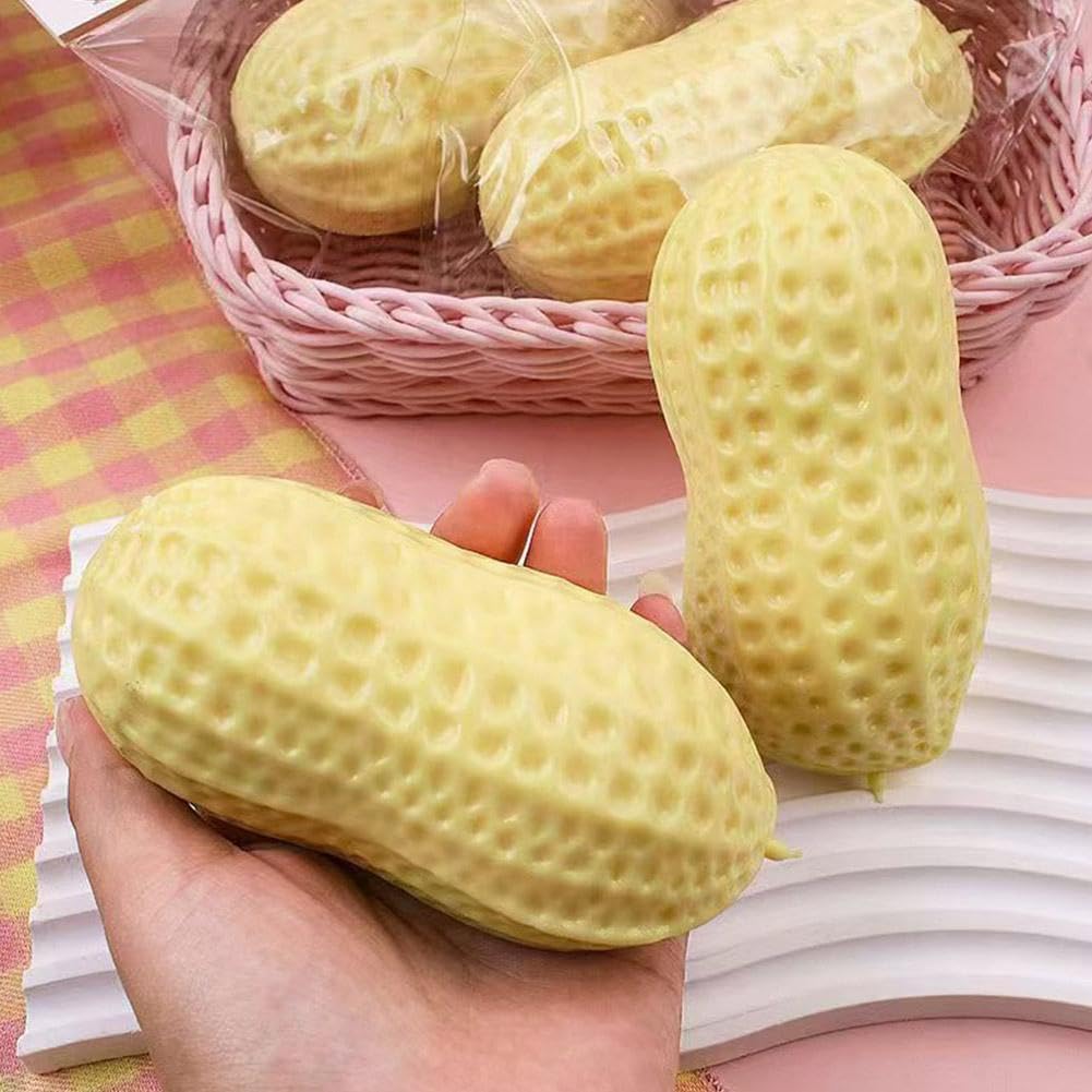 1pc Peanut , Zero Bounce Back Sensory Squeeze, Soft Squishy Stress Relief, Shapeable Sensory Fidget Cute Peanut Desk Birthday Gift For Adults photo 4