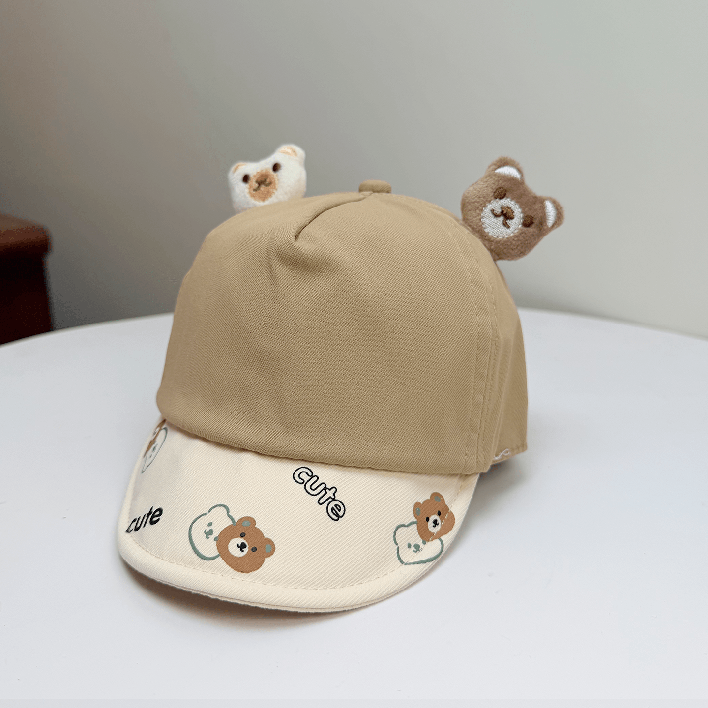 Korean-style Patchwork Printed Lettering Soft Brimmed Baseball Cap With Three-dimensional Plush Bear Ears And Baby Style Cap photo 4