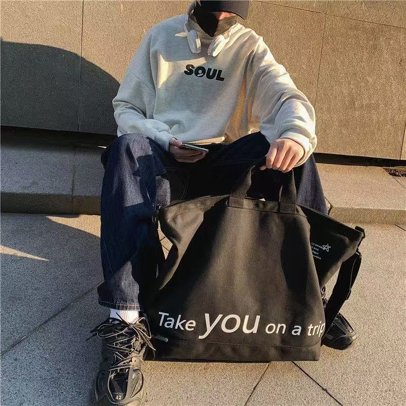 Vintage Canvas Bag Travel Bag Carry-On Luggage Large Capacity Canvas Storage Bag Portable Business Handbag - Black photo 5