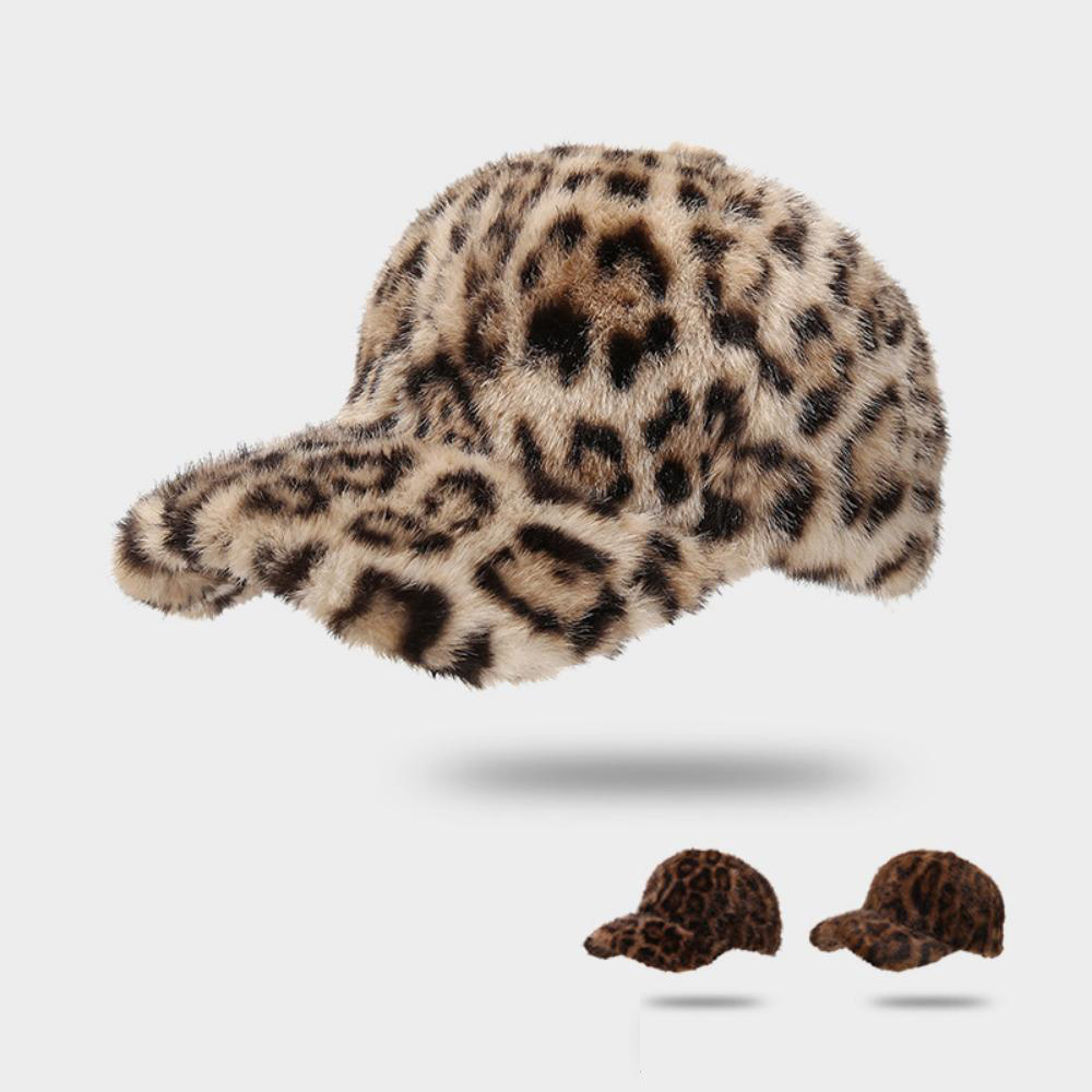 Fashionable Retro Plush Leopard Print Warm Baseball Cap In Korean Style. Stylish And Versatile, Perfect For Outdoor Wear. Duckbill Hat photo 4