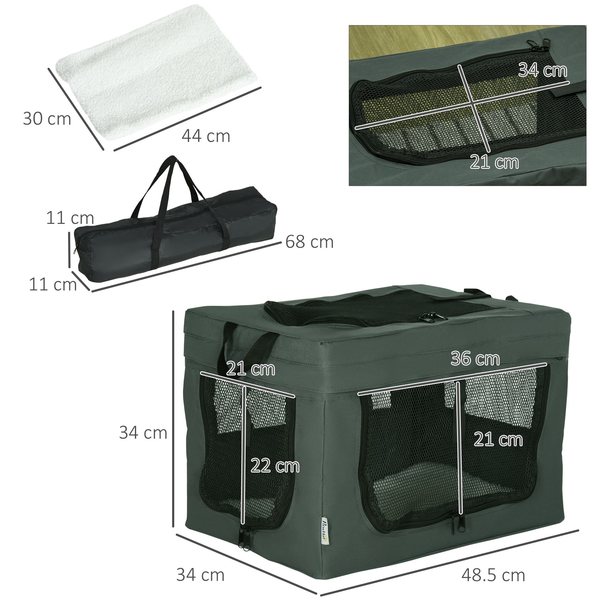 48.5cm Pet Carrier, With Cushion, For Miniature Dogs - Grey photo 8