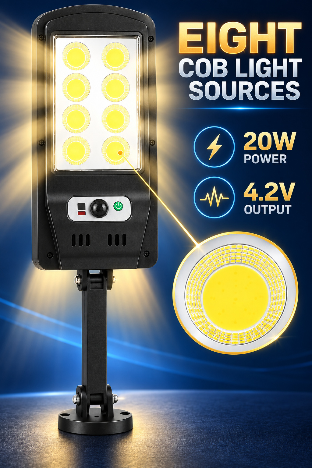 Solar Powered Rechargeable Motion Sensor Waterproof LED Work Light 20W 1500mAh For W756 8 2 photo 8