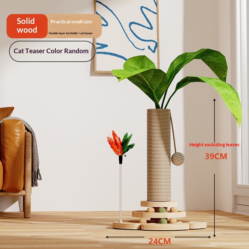 Cat Climbing Frame With Solid Wood Scratching Board, Durable Scratch-Resistant Cat Teaser Stick, Not Easy To Shed Debris, Cat Toy, Pet Supplies, Cross-Border Hot Seller photo 1