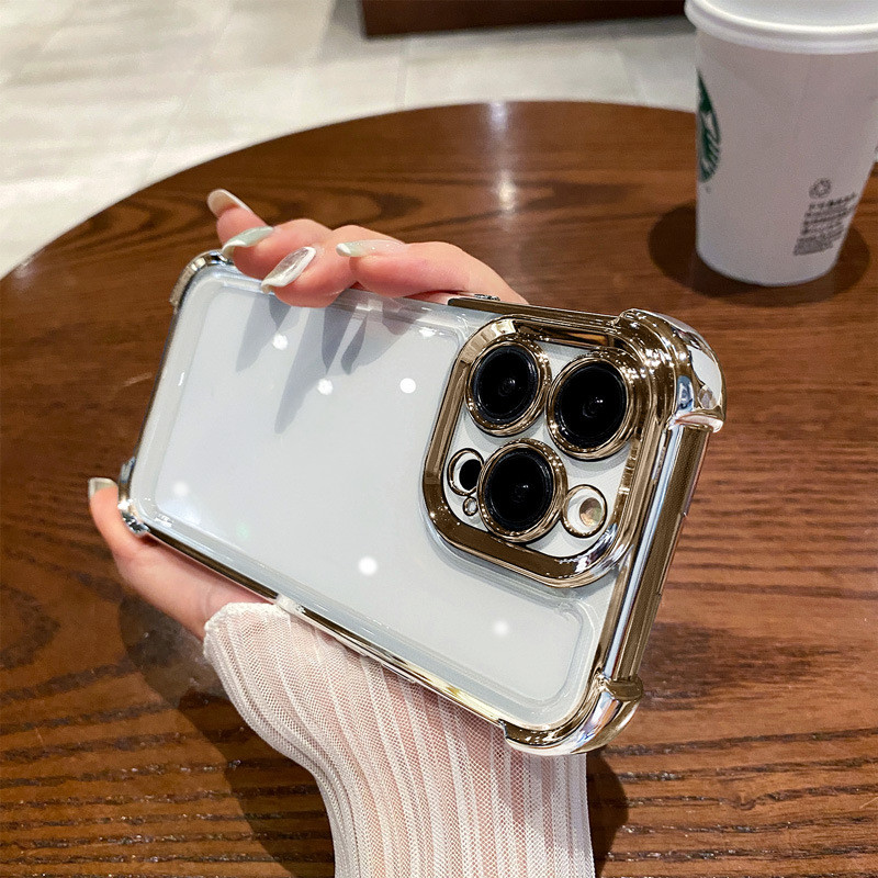 Four-corner Drop-resistant Phone Case Full Cover Transparent Electroplated Space Protective Cover photo 1