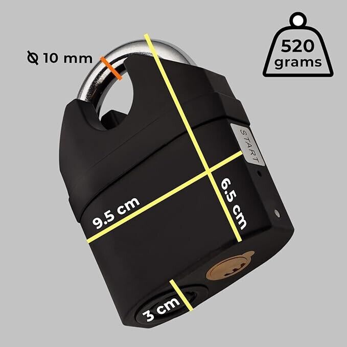 Heavy Duty Stainless Steel Waterproof Alarm Padlock With 3 Keys - Outdoor Security photo 5