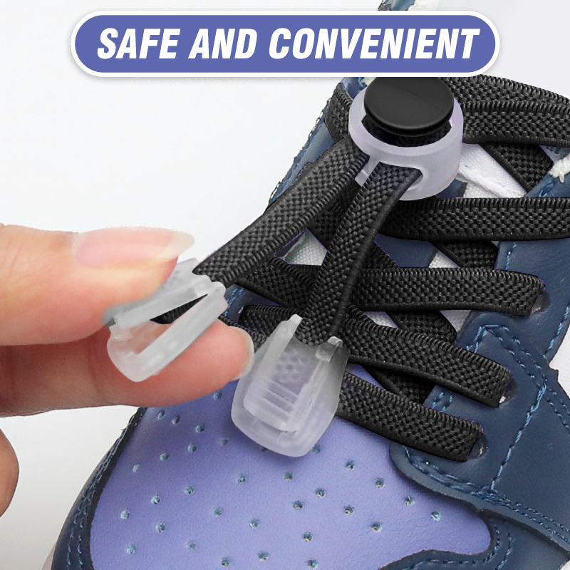 1 Set Of Plastic Shoe Buckles, Comfortable And Fast, Suitable For Children With Lockable Sports Shoes, Sports Shoelaces, Braided Elastic Shoelaces Black Laces photo 8
