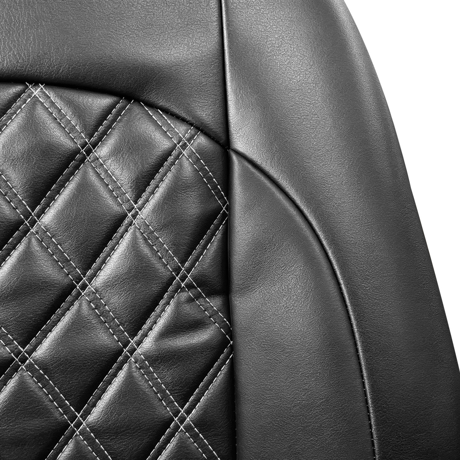 5-Seat Car Seat Cover, Single-Stitch Diamond Pattern, Quilted And Embroidered, Synthetic Leather, PVC Leather, Exported To Europe And America photo 5