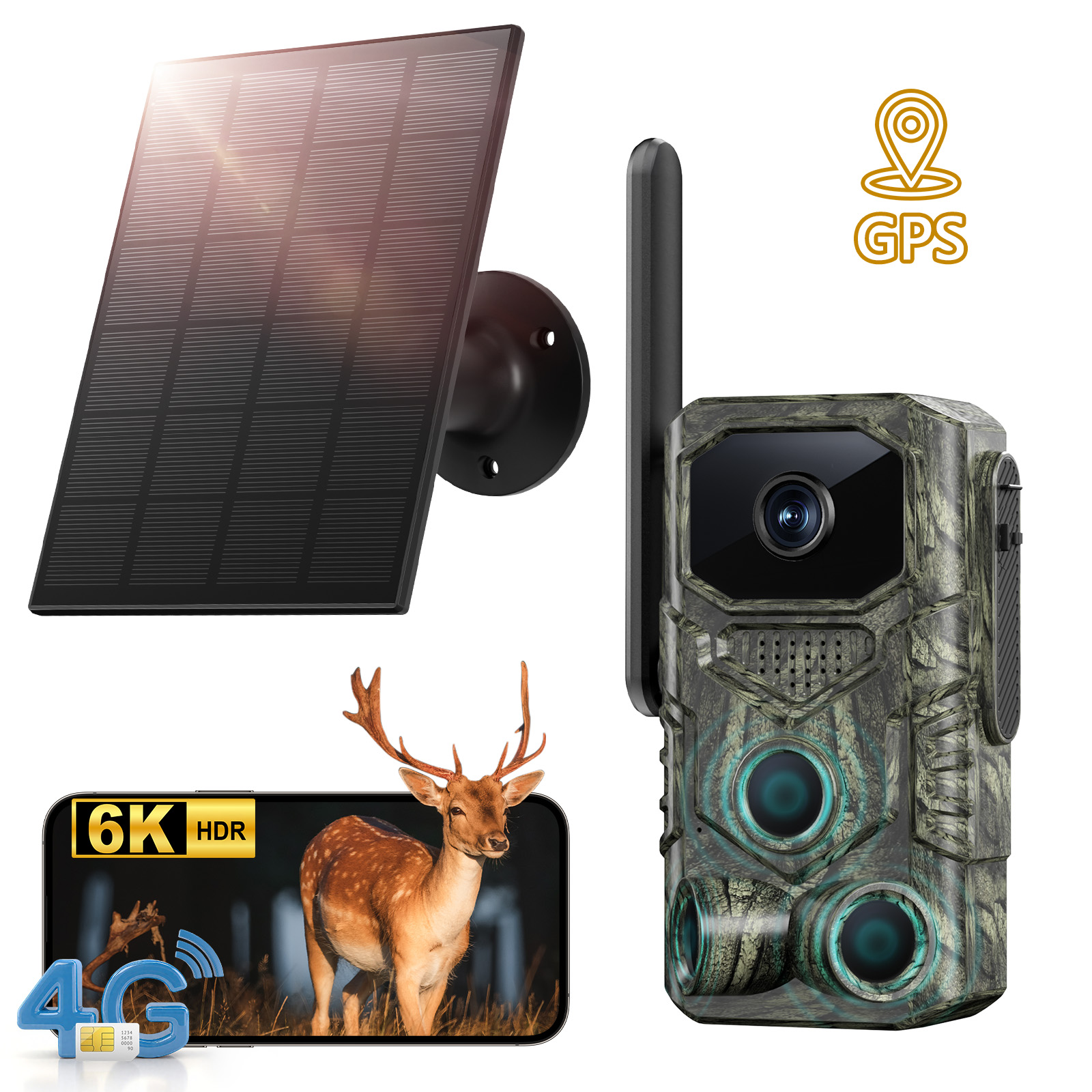 4G GPS Hunting Outdoor Trail Camera Wide Angle 4MP Camouflage Wildlife Deer Monitoring Solar Hunt Camera photo 1