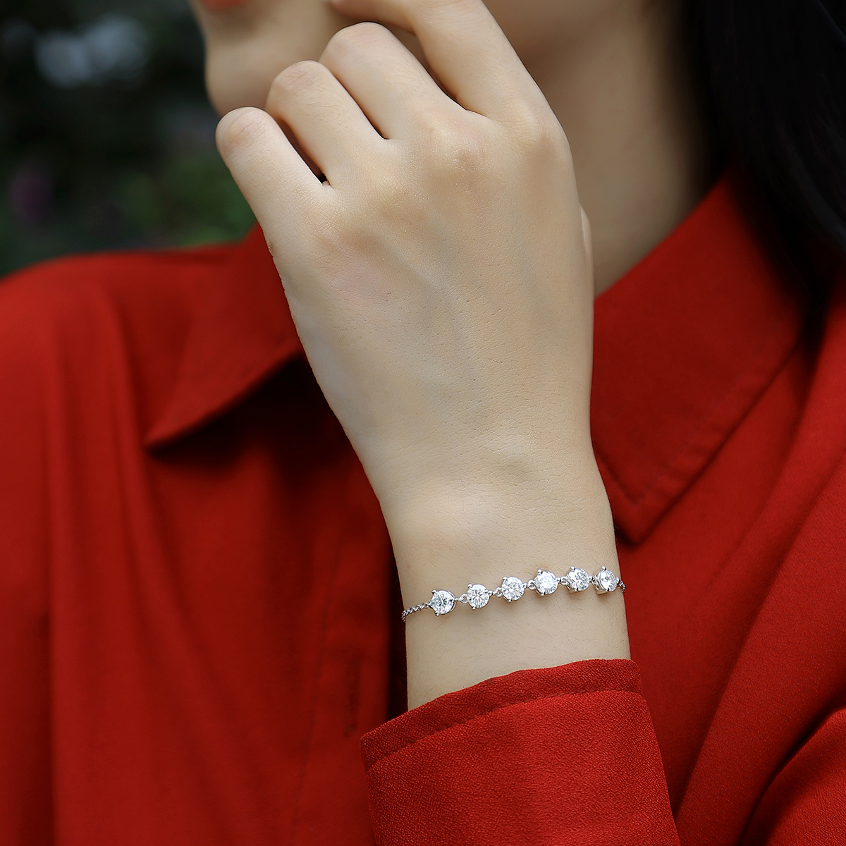 S925 Silver 2.6g Adjustable Bolo Bracelet, 6x 0.5ct D VVS1 Moissanite, 19cm, GRA Certified photo 3