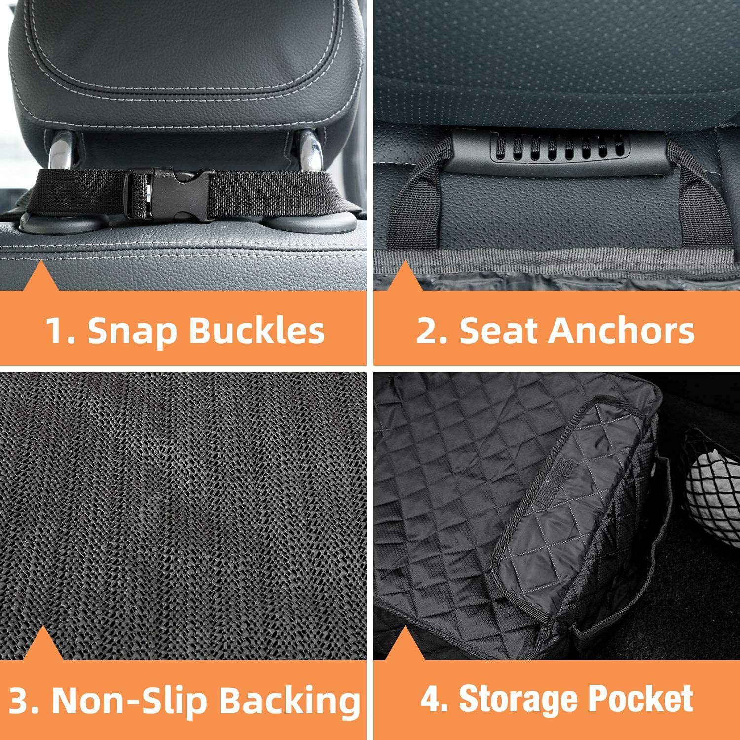 2 Pack Dog Car Seat Cover For Front Seat, Waterproof Car Seat Protector 900D Tear-resistant Front Seat Cover For Dogs, Full Side Flaps, Non-slip, Universal Fit For Cars Trucks SUVs, Easy To Clean photo 3