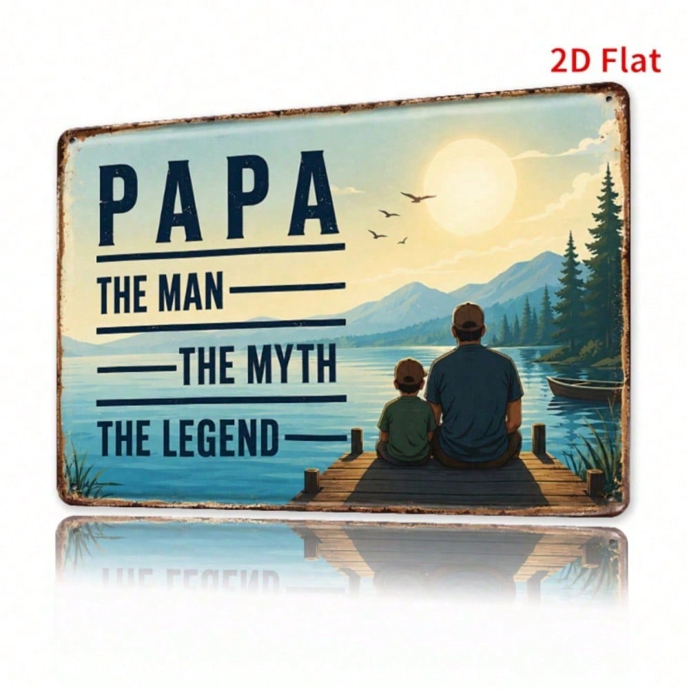 Papa The Man The Myth The Legend Sign, Lake View Bronze 2D Father's Day Gift photo 3