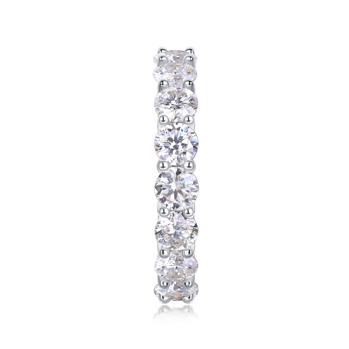 S925 Silver 3.6g Platinum Plated Moissanite Eternity Ring, 4.0mm 17 Stones D VVS1, GRA Certified US 5-9 photo 8