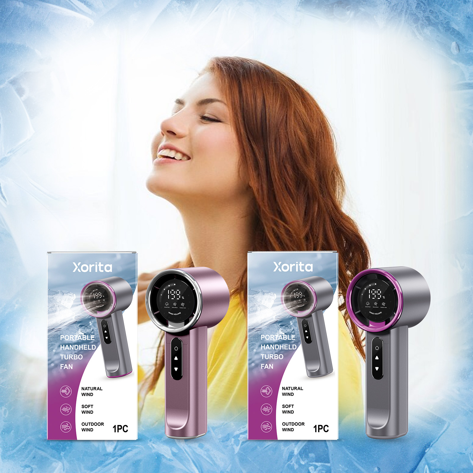 High-speed Handheld Fan Gray-purple photo 1