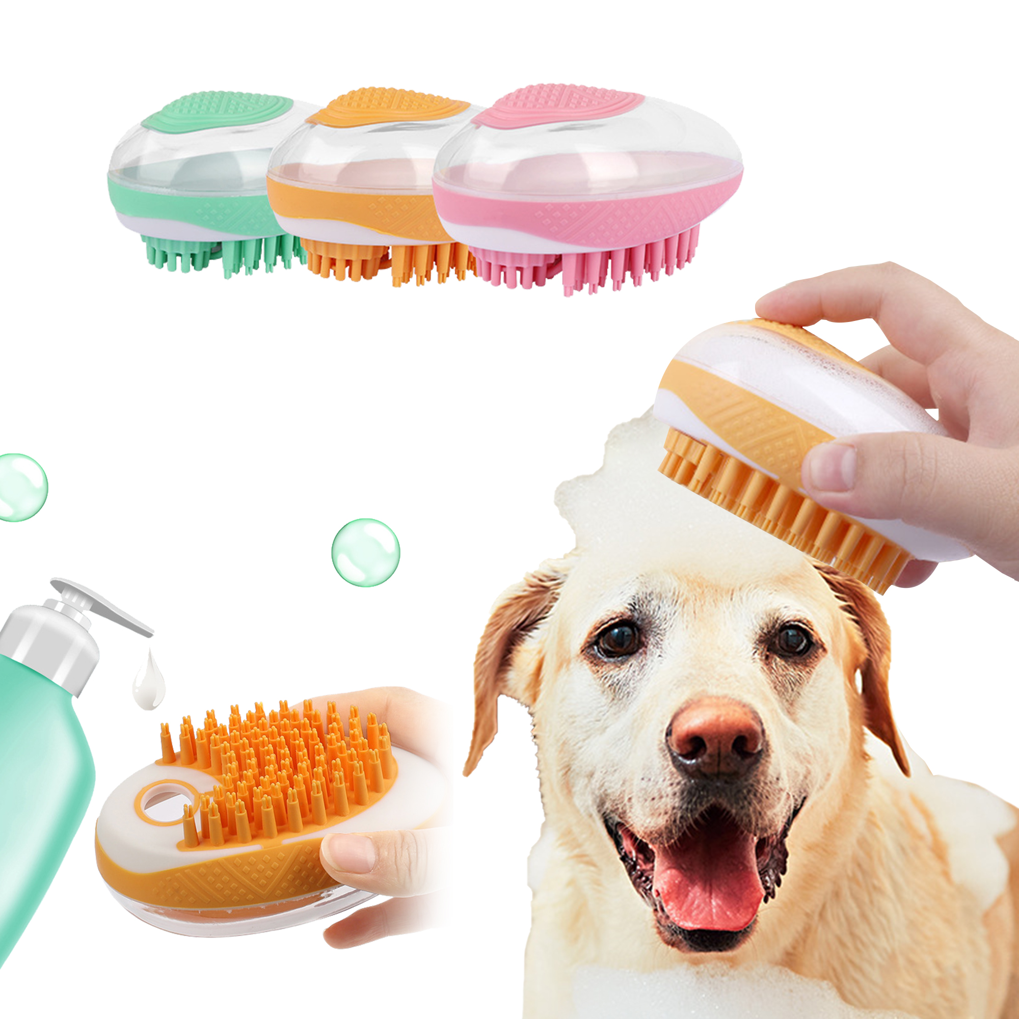 Dog Cat Bath Brush 2-in-1 Pet SPA Massage Comb Soft Silicone Pets Shower Hair Grooming Cmob Dog Cleaning Tool Pet Products photo 1
