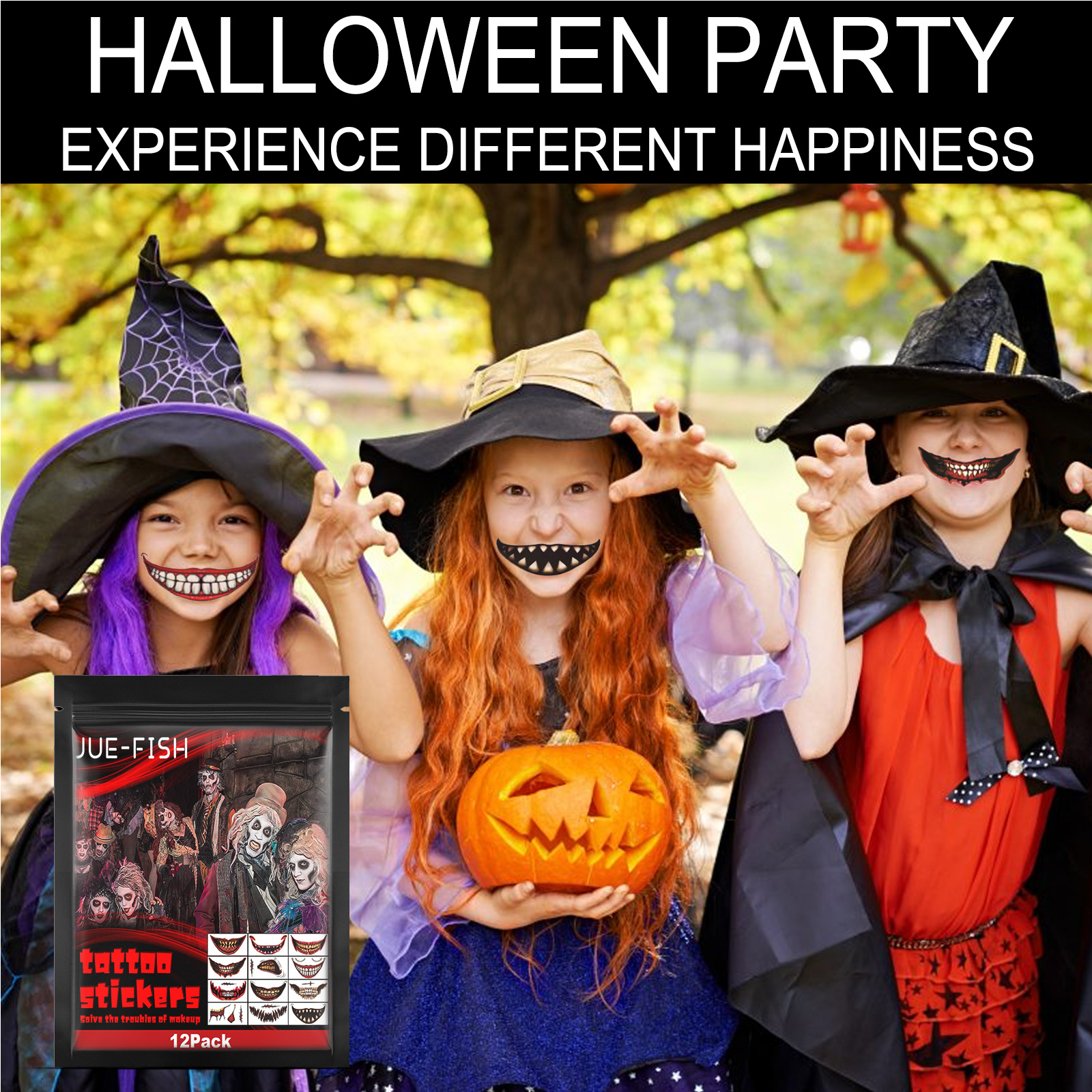 Halloween Mouth Temporary Tattoos, Scary Clown Mouth Face Tattoo Stickers For Halloween Party Cosplay Makeup, 12 Pack photo 8