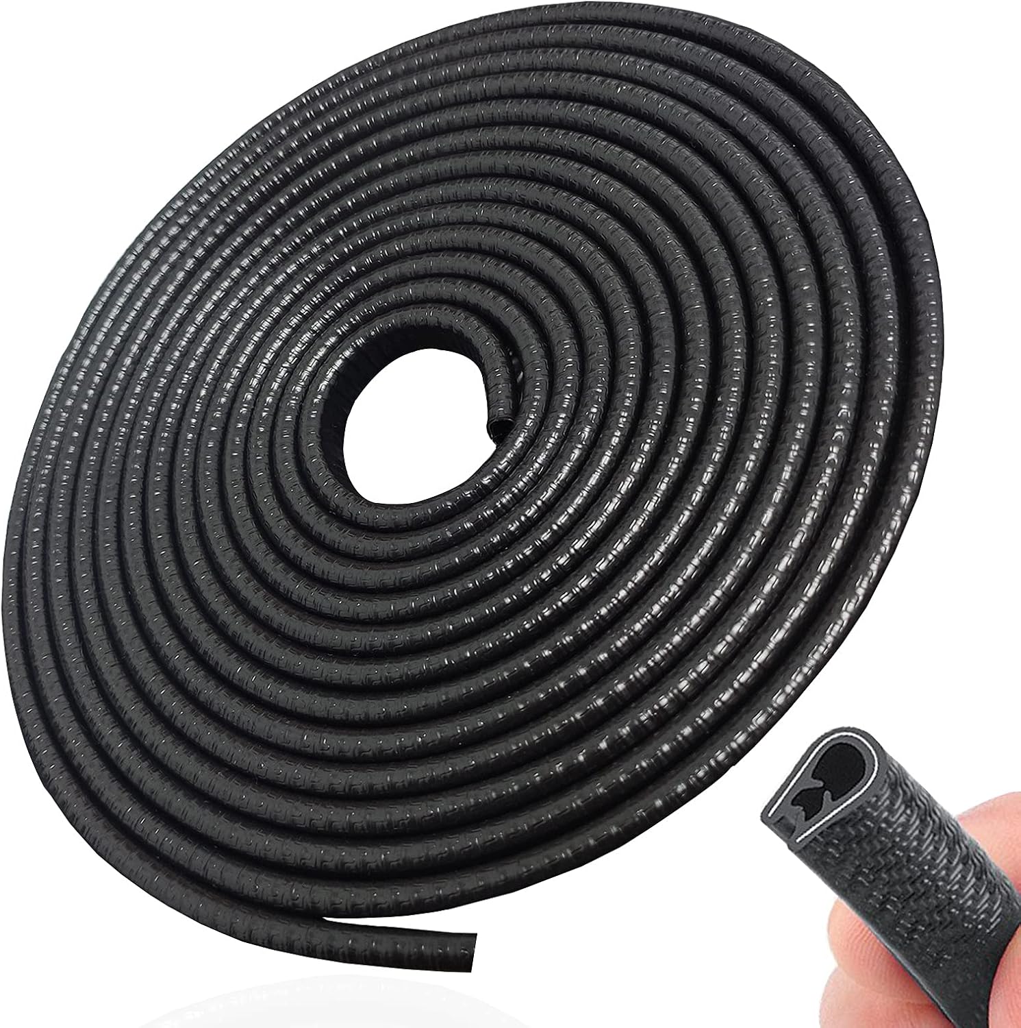 Black Car Door Edge Guard 13 Ft, U Shape Rubber Protector Trim With Metal Strip, Cuttable Auto Door Edge Protection photo 1