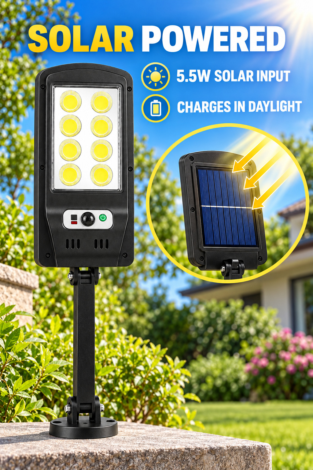 Solar Powered Rechargeable Motion Sensor Waterproof LED Work Light 20W 1500mAh For W756 8 2 photo 6