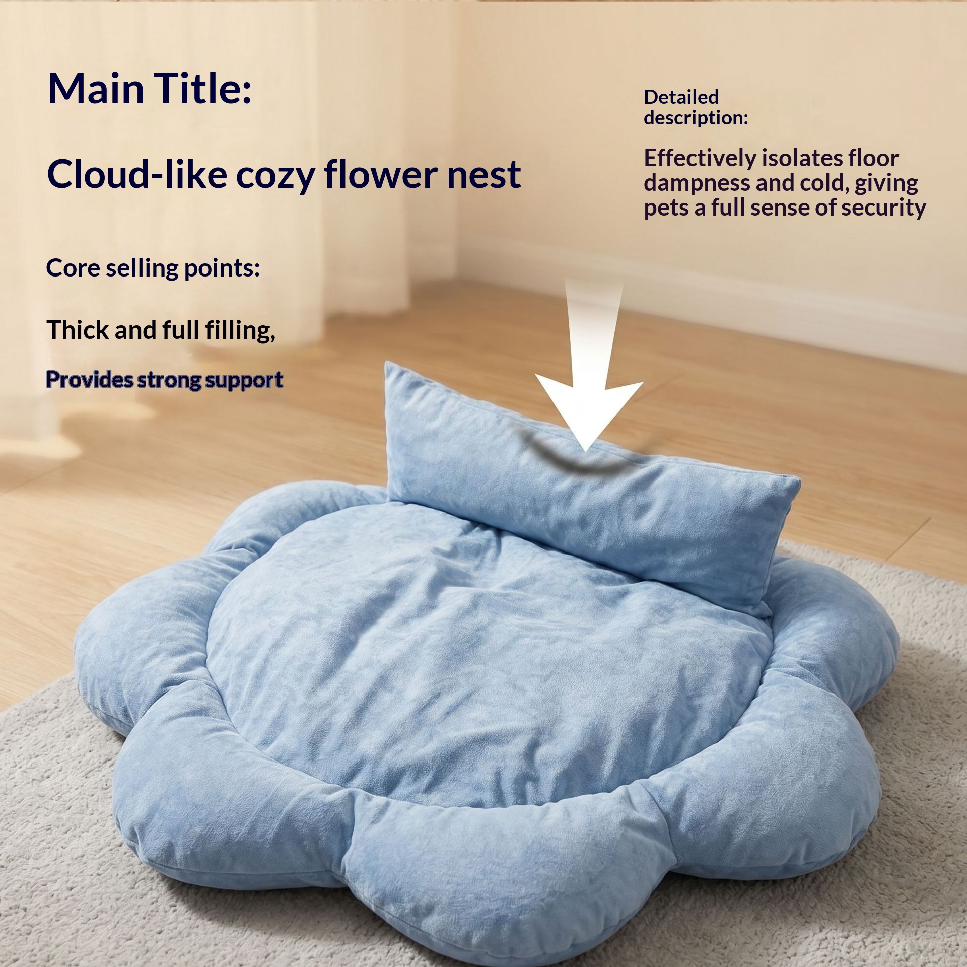 Sunflower Pet Sleeping Mat, Thickened For Autumn And Winter, Warm Nest For Cats And Dogs, Non-Slip, Washable, Suitable For Kittens And Puppies photo 2