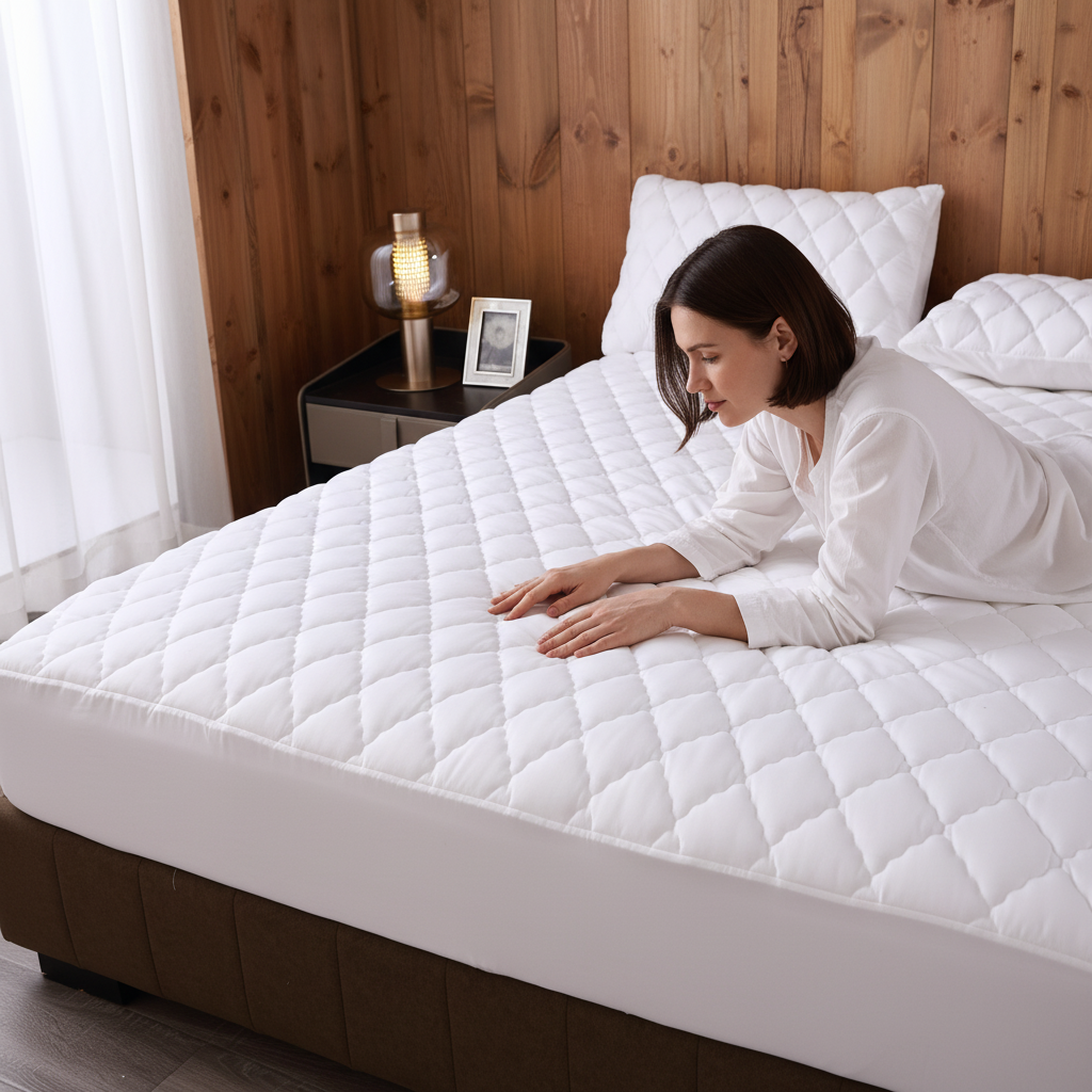 1PC Diamond Quilted Fitted Sheet Thick Mattress Cover Stretchy Bed Sheet For All Season Use photo 1