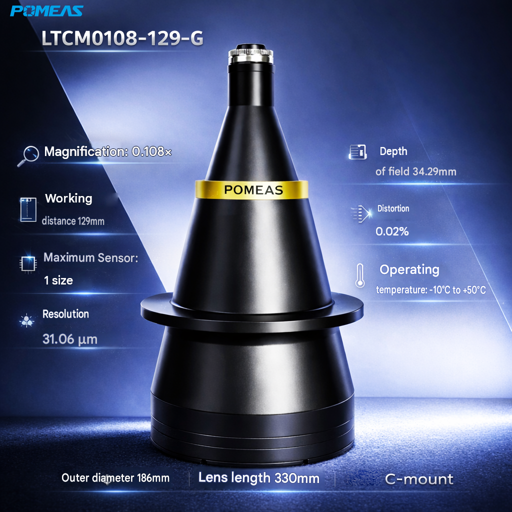 0.108X Telecentric Lens C-mount 129 Working Distance 1.1inch Inch Industrial Lens Model PMS-LTCM0108-129-G photo 1