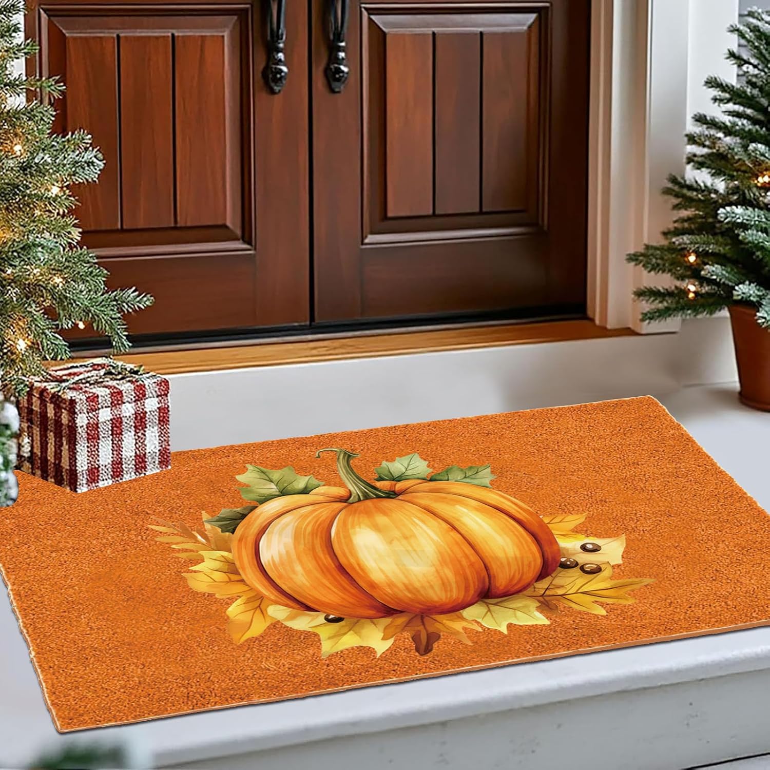 Fall Pumpkin Door Mat 30x18 Inch, Rustic Welcome Mat For Front Door, Halloween Thanksgiving Autumn Indoor Outdoor Decor photo 1