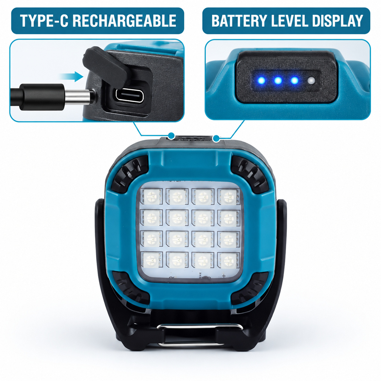 Rechargeable Magnetic Battery Display Type C LED Work Light Base Hanging W8129 5 1200mAh Flood photo 8